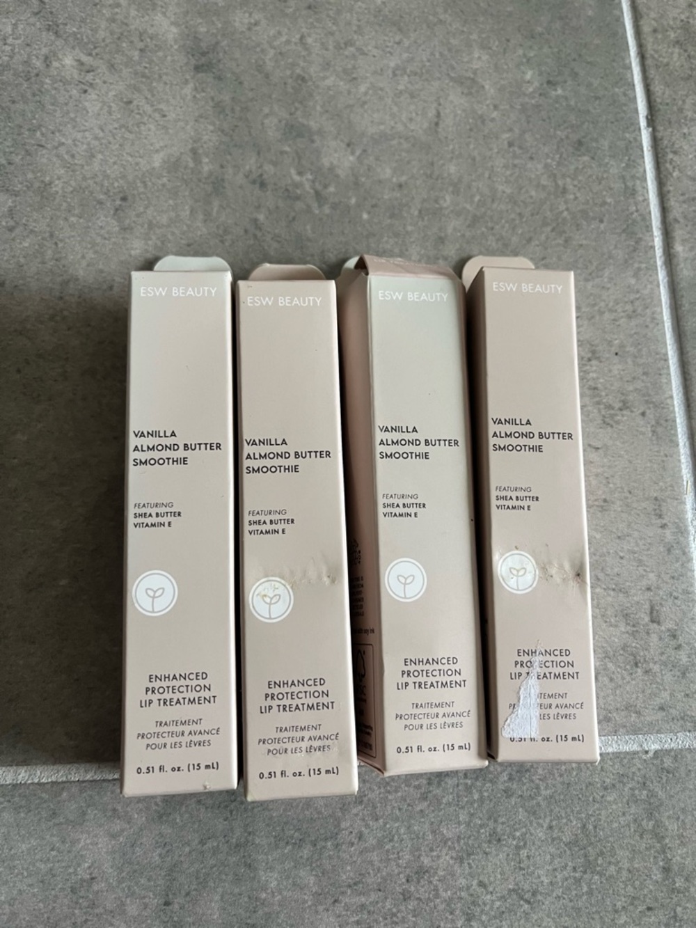 New ESW Beauty Vanilla Almond Butter Smoothie Lip Treatment Quantity of Four
